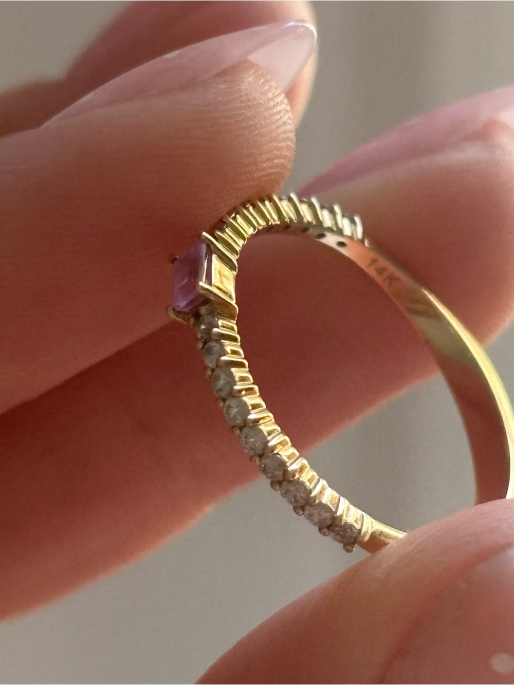 14K Gold Pink Sapphire and Diamond Ring size 6